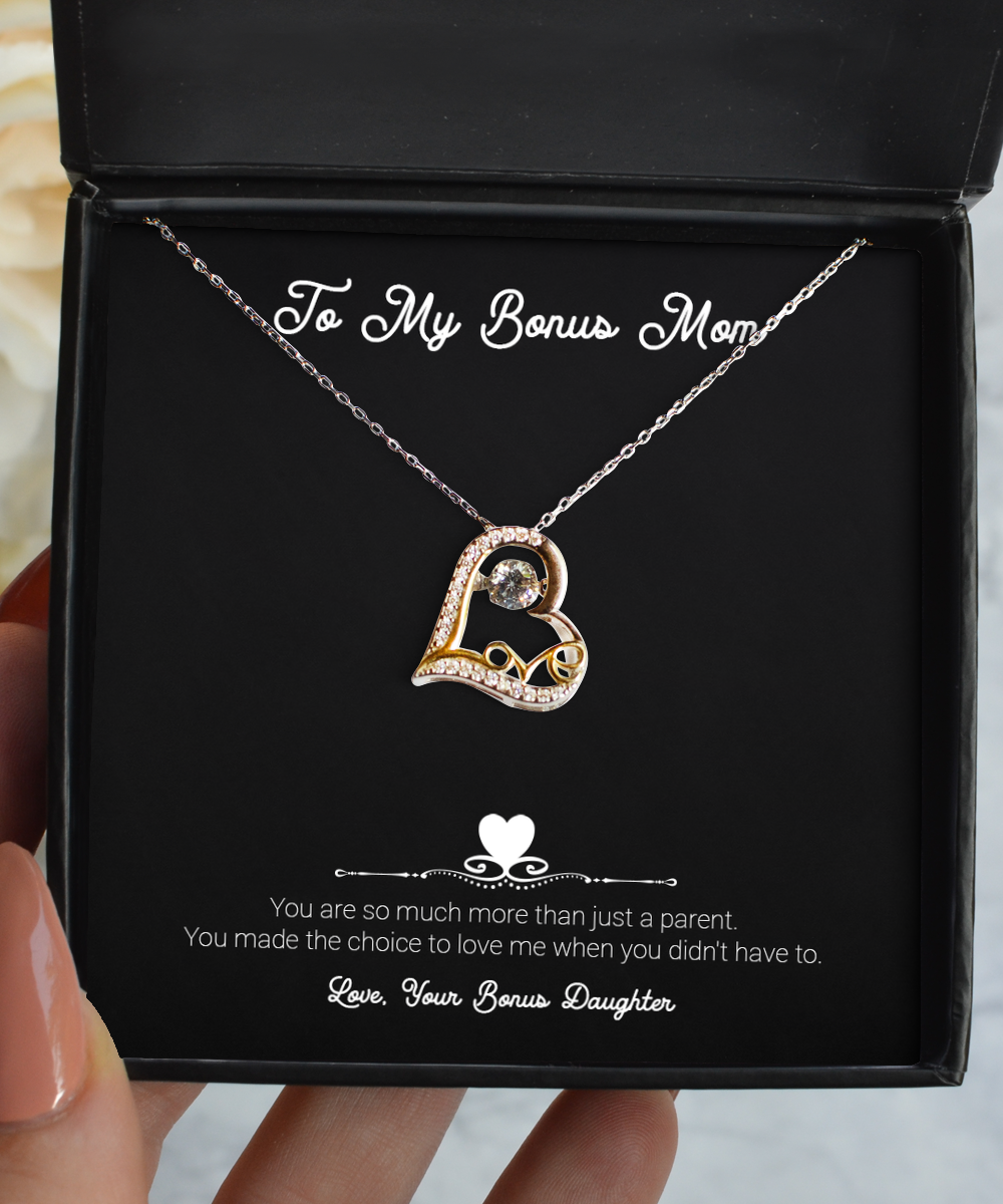 To My Bonus Mom Gifts, More Than Just A Parent, Love Dancing Necklace For Women, Birthday Mothers Day Present From Bonus Daughter