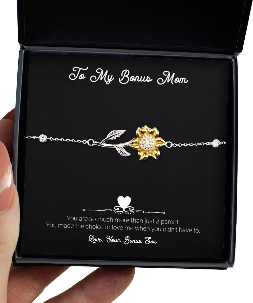 To My Bonus Mom Gifts, More Than Just A Parent, Sunflower Bracelet For Women, Birthday Mothers Day Present From Bonus Son