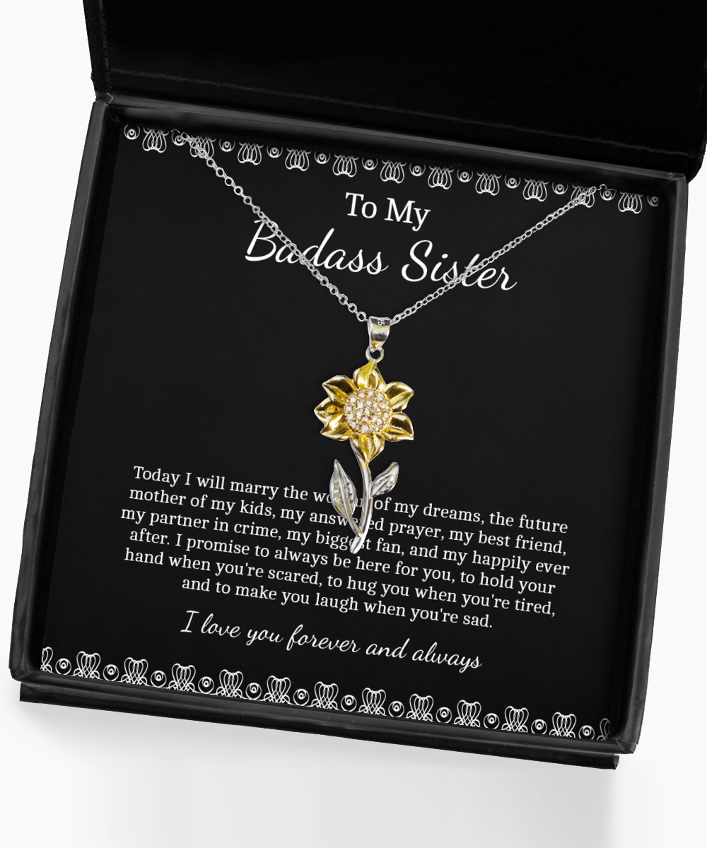 To My Bride Gifts, I Love You Forever And Always, Sunflower Pendant Necklace For Women, Wedding Day Thank You Ideas From Groom