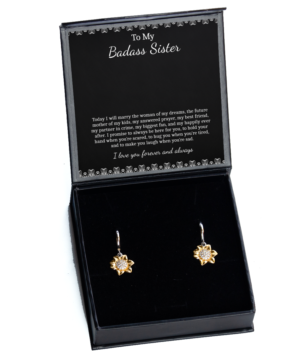 To My Bride Gifts, I Love You Forever And Always, Sunflower Earrings For Women, Wedding Day Thank You Ideas From Groom