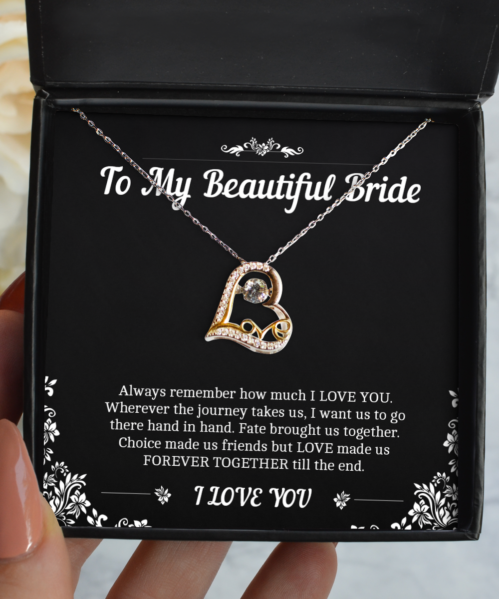 To My Bride Gifts, Forever Together Till The End, Love Dancing Necklace For Women, Wedding Day Thank You Ideas From Groom