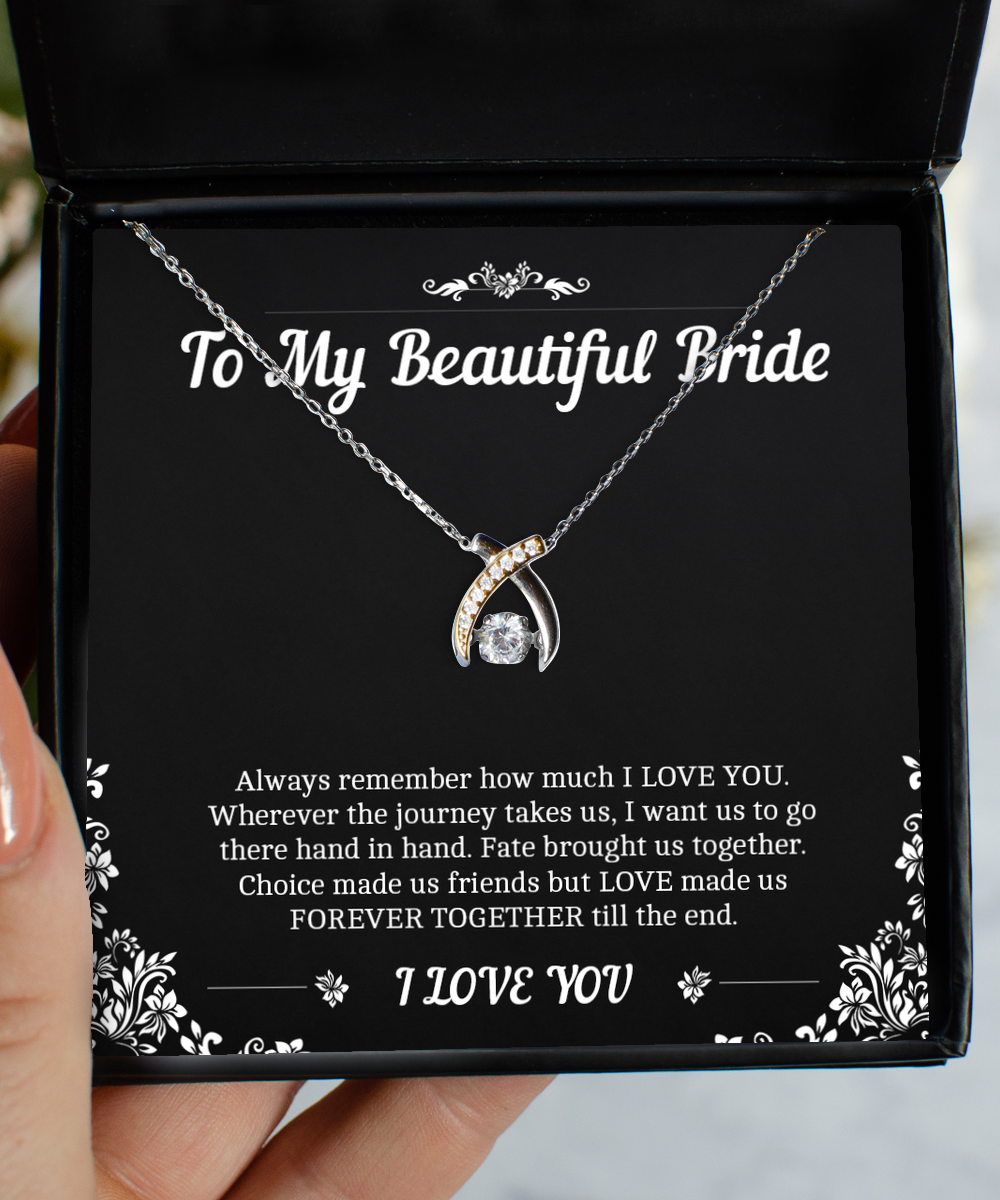 To My Bride Gifts, Forever Together Till The End, Wishbone Dancing Neckace For Women, Wedding Day Thank You Ideas From Groom