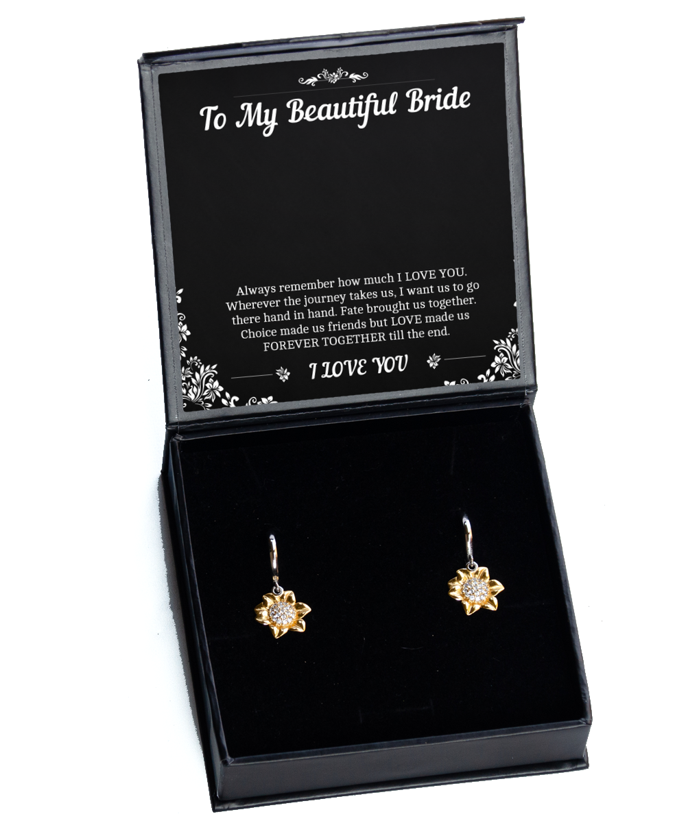 To My Bride Gifts, Forever Together Till The End, Sunflower Earrings For Women, Wedding Day Thank You Ideas From Groom