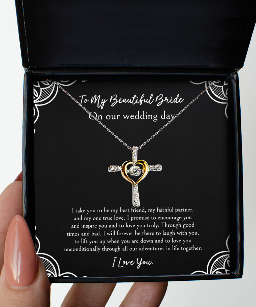 To My Bride Gifts, I Take You To Be My Best Friend, Cross Dancing Necklace For Women, Wedding Day Thank You Ideas From Groom