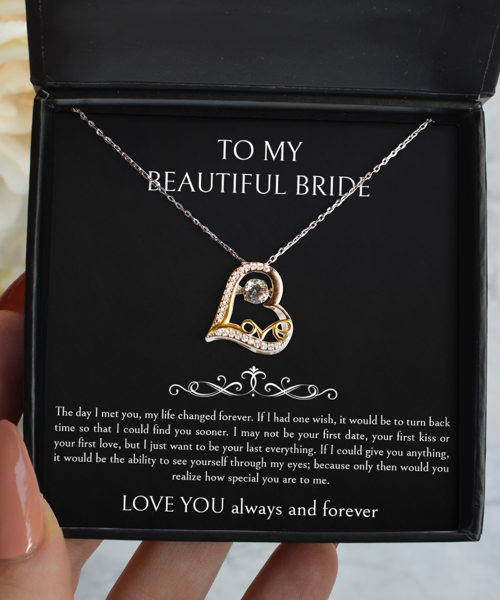 To My Bride Gifts, The Day I Met You, Love Dancing Necklace For Women, Wedding Day Thank You Ideas From Groom