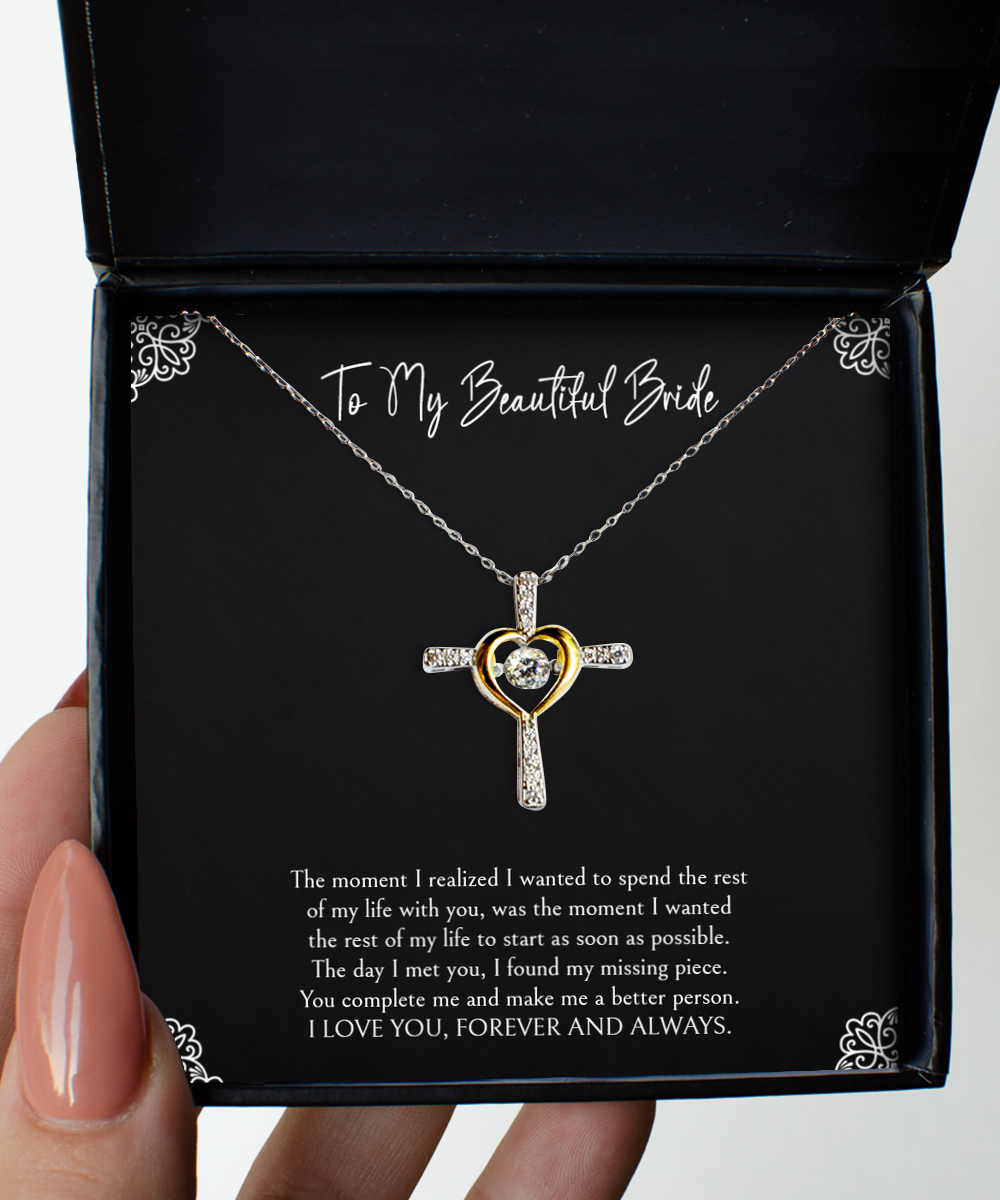 To My Bride Gifts, You Make Me A Better Person, Cross Dancing Necklace For Women, Wedding Day Thank You Ideas From Groom