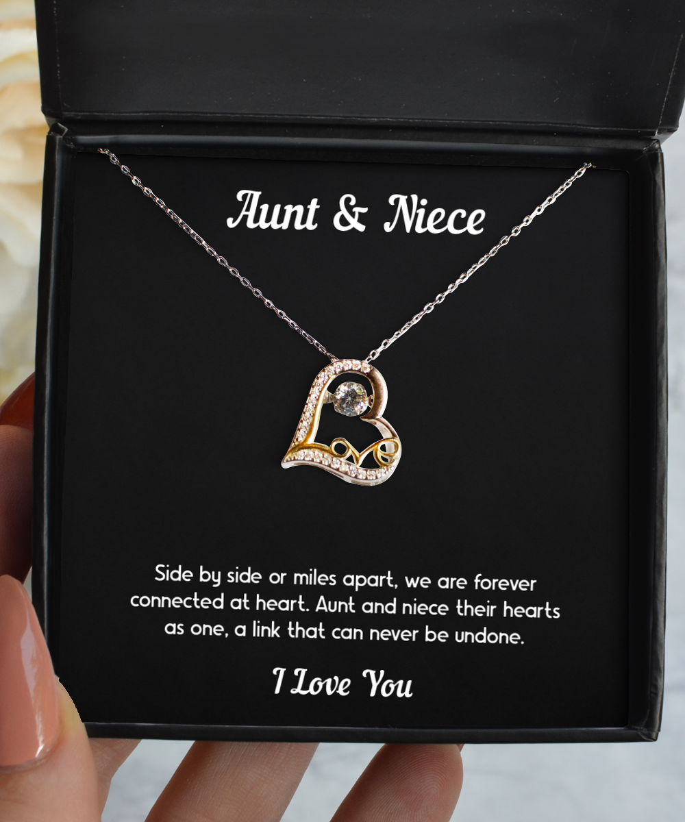 To My Niece  Gifts, Sides By Side Or Miles Apart, Love Dancing Necklace For Women, Niece  Birthday Jewelry Gifts From Aunt