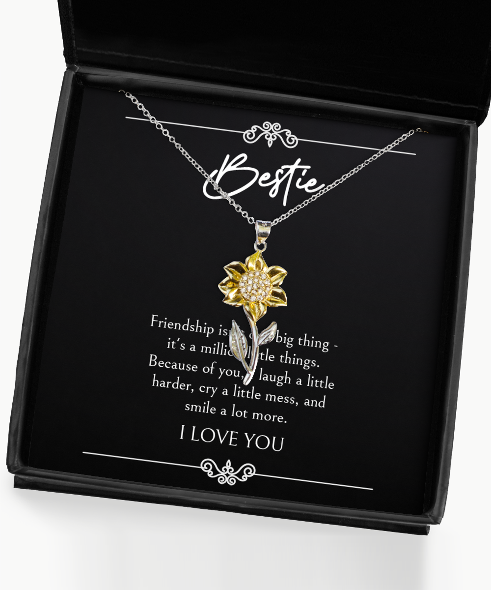 To My Friend Gifts, Because Of You, Sunflower Pendant Necklace For Women, Birthday Jewelry Gifts From Bestie