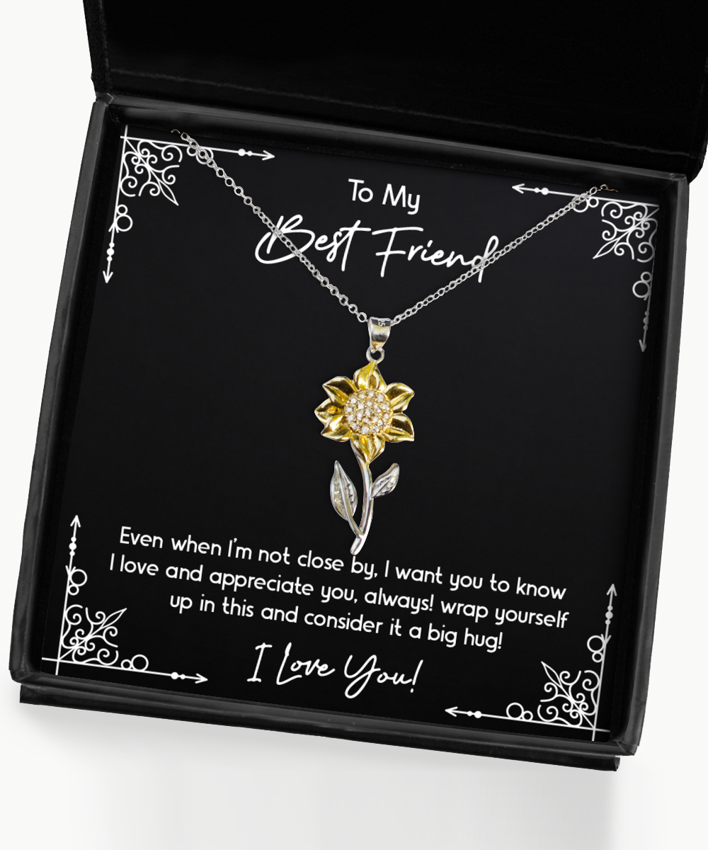 To My Friend Gifts, I Love You, Sunflower Pendant Necklace For Women, Birthday Jewelry Gifts From Bestie