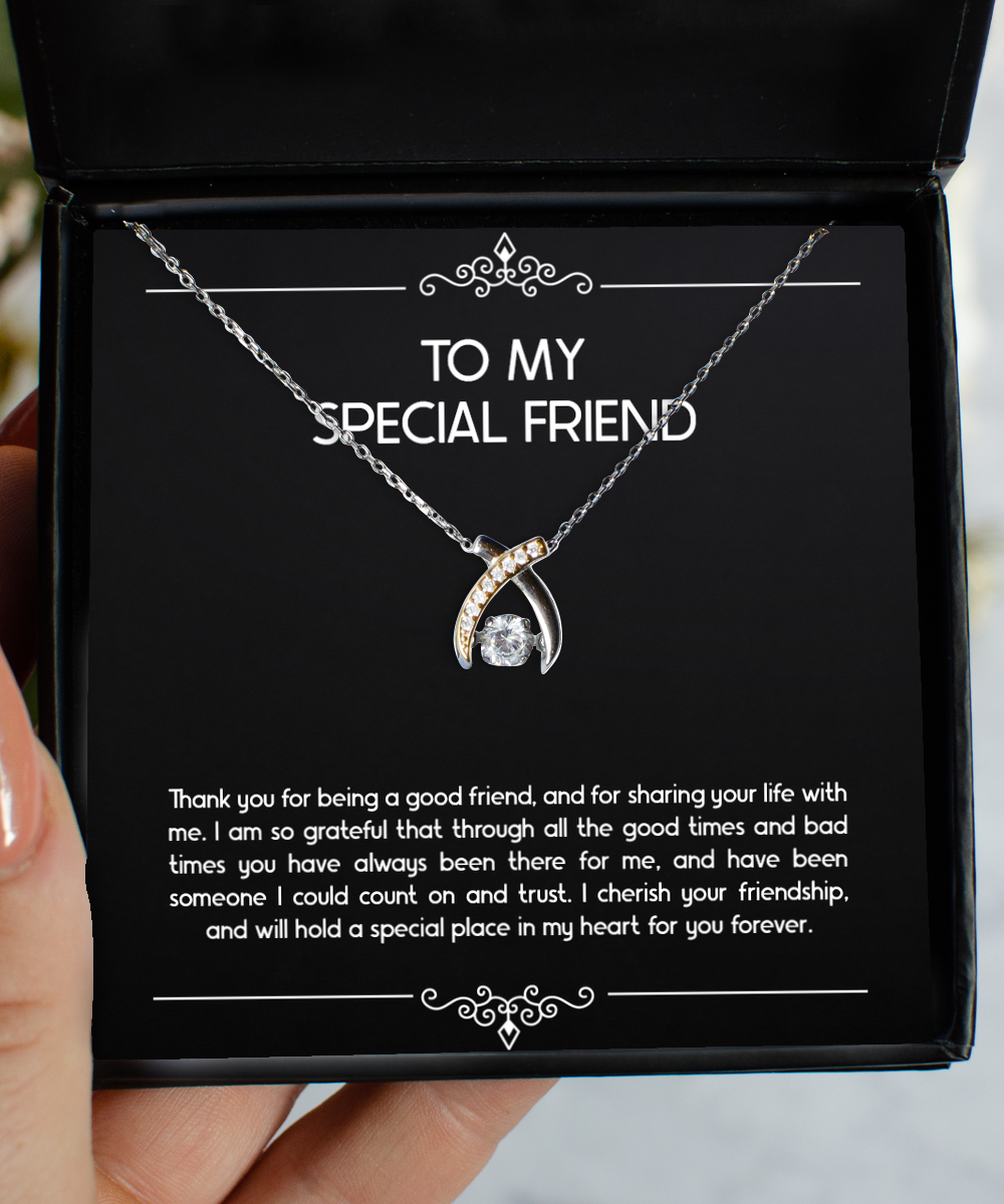 To My Friend Gifts, I Am So Grateful, Wishbone Dancing Necklace For Women, Birthday Jewelry Gifts From Bestie
