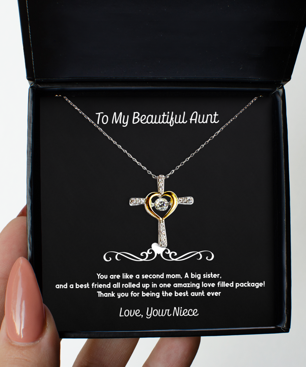 To My Aunt  Gifts, You Are Like A Second Mom, Cross Dancing Necklace For Women, Aunt  Birthday Jewelry Gifts From Niece