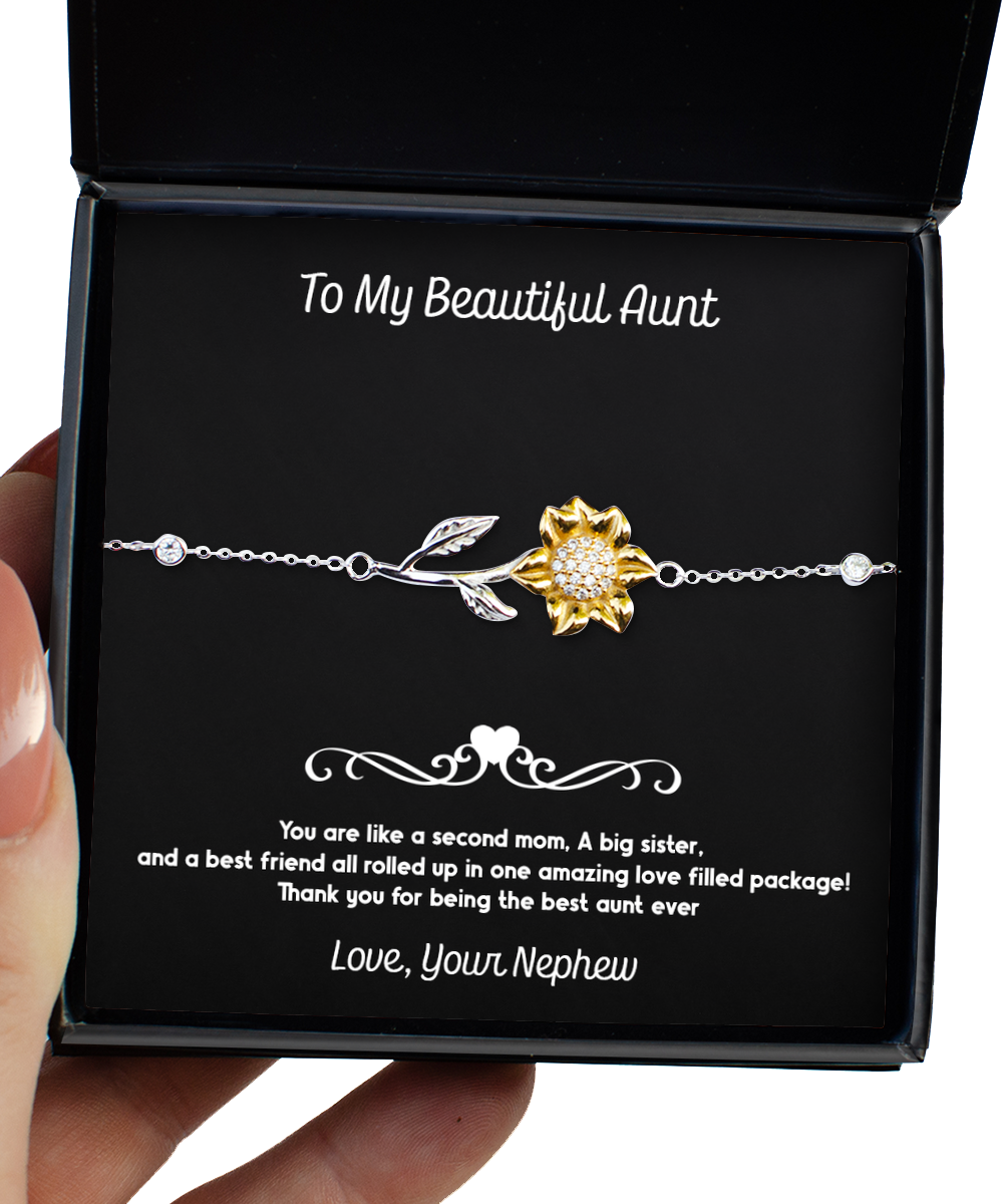 To My Aunt  Gifts, You Are Like A Second Mom, Sunflower Bracelet For Women, Aunt  Birthday Jewelry Gifts From Nephew