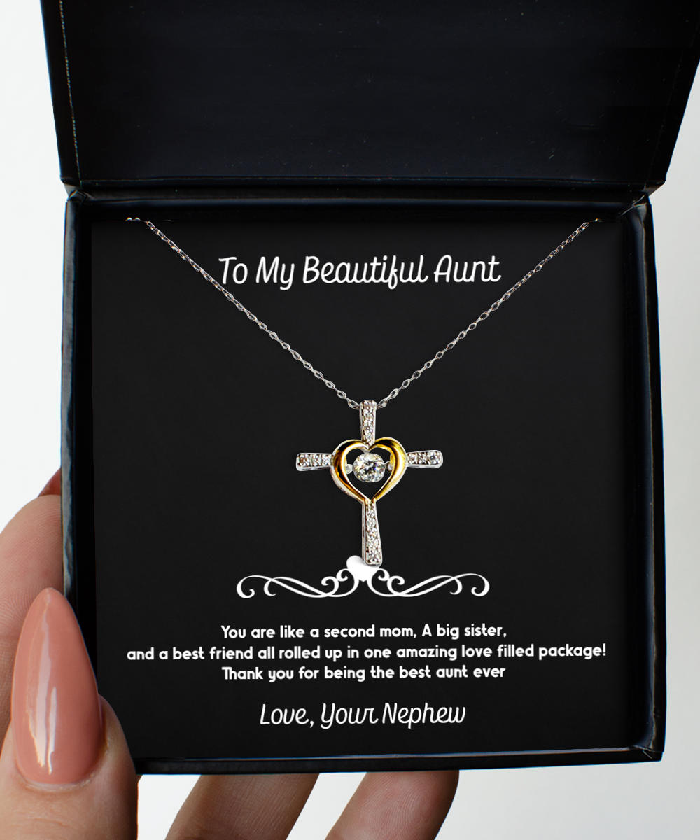 To My Aunt  Gifts, You Are Like A Second Mom, Cross Dancing Necklace For Women, Aunt  Birthday Jewelry Gifts From Nephew