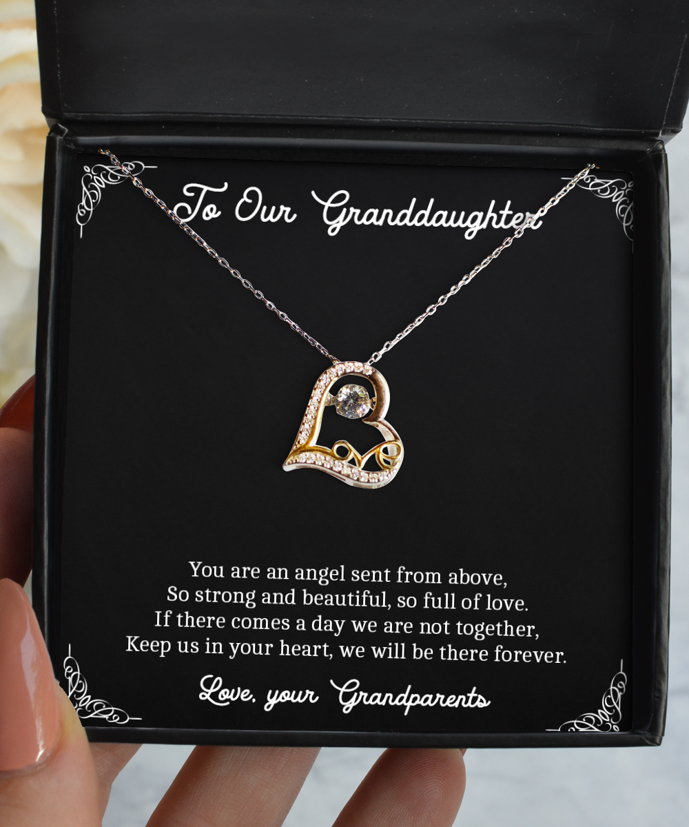 To My Granddaughter Gifts, Keep Us In Your Heart, Love Dancing Necklace For Women, Birthday Jewelry Gifts From Grandparents