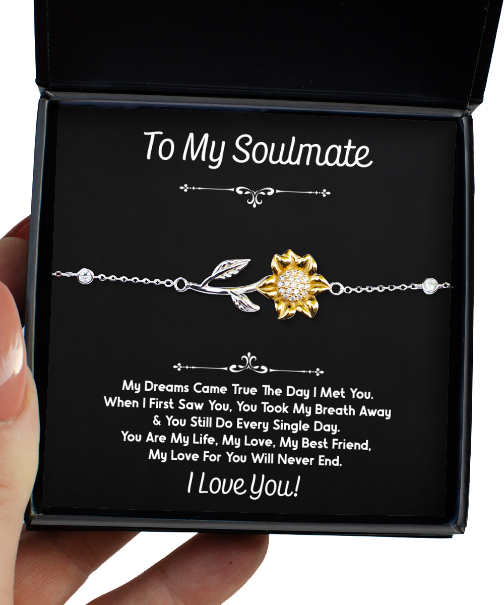 To My Girlfriend, My Dreams Come Tru The Day I Met You, Sunflower Bracelet For Women, Anniversary Birthday Valentines Day Gifts From Boyfriend