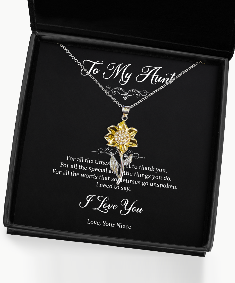 To My Aunt  Gifts, I Need To Say I Love You, Sunflower Pendant Necklace For Women, Aunt  Birthday Jewelry Gifts From Niece