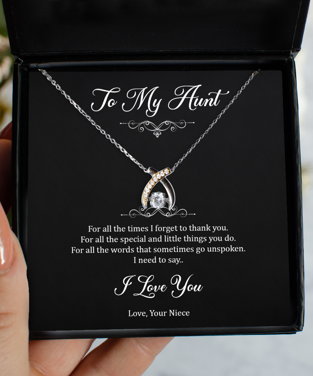To My Aunt  Gifts, I Need To Say I Love You, Wishbone Dancing Neckace For Women, Aunt  Birthday Jewelry Gifts From Niece