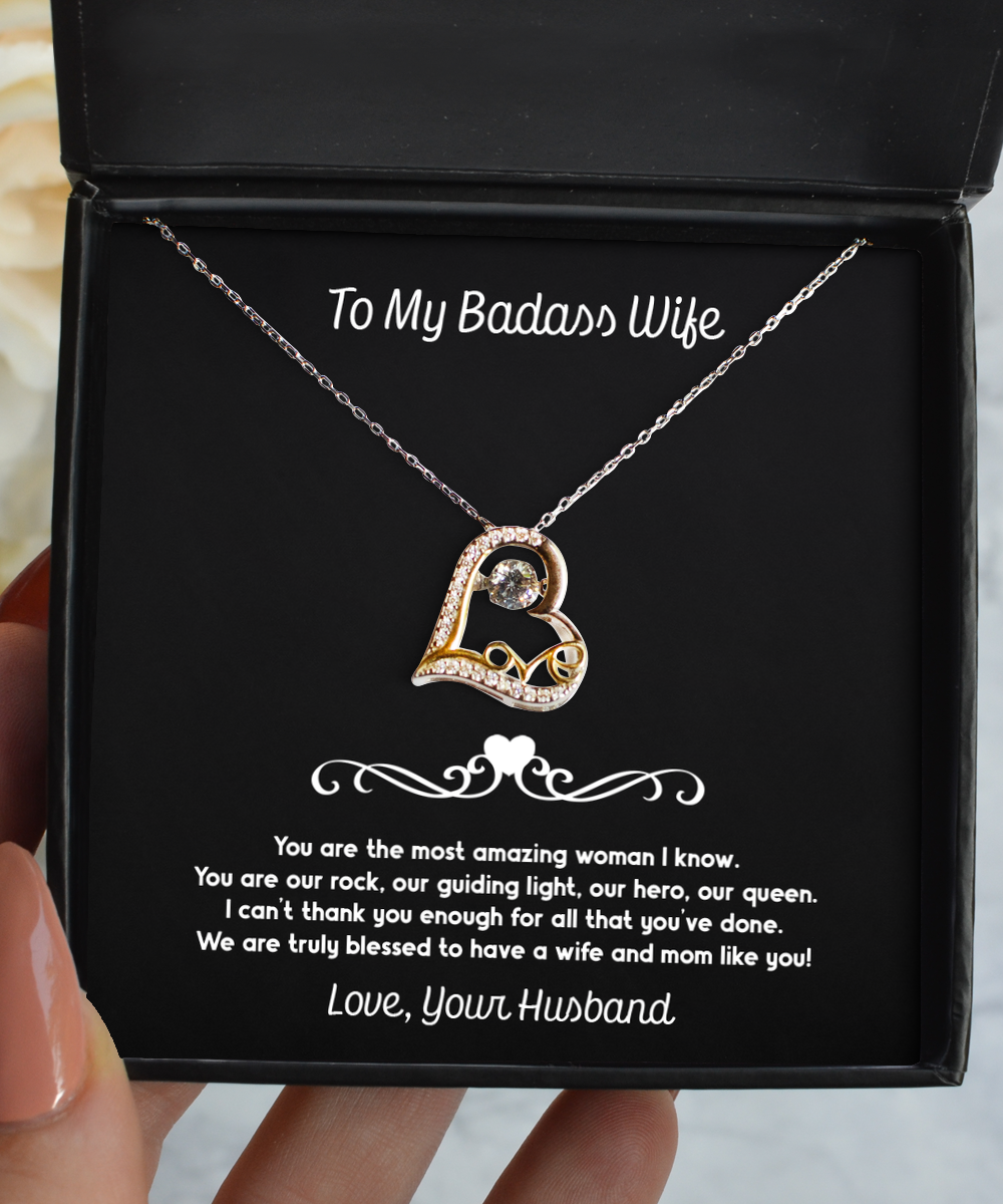 To My Badass Wife, You Are Our Rock, Love Dancing Necklace For Women, Anniversary Birthday Valentines Day Gifts From Husband