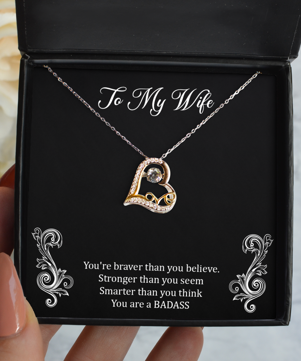 To My Badass Wife, Braver Than You Believe, Love Dancing Necklace For Women, Anniversary Birthday Valentines Day Gifts From Husband