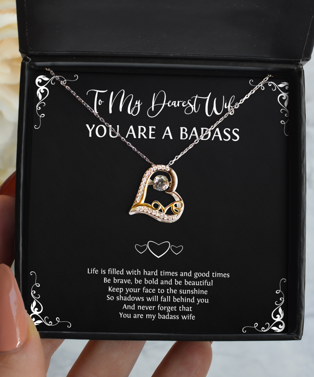 To My Badass Wife, Be Brave, Love Dancing Necklace For Women, Anniversary Birthday Valentines Day Gifts From Husband