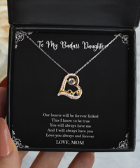 Load image into Gallery viewer, To My Badass Daughter Gifts, Our Hearts Will Be Forever Linked, Love Dancing Necklace For Women, Birthday Jewelry Gifts From Mom
