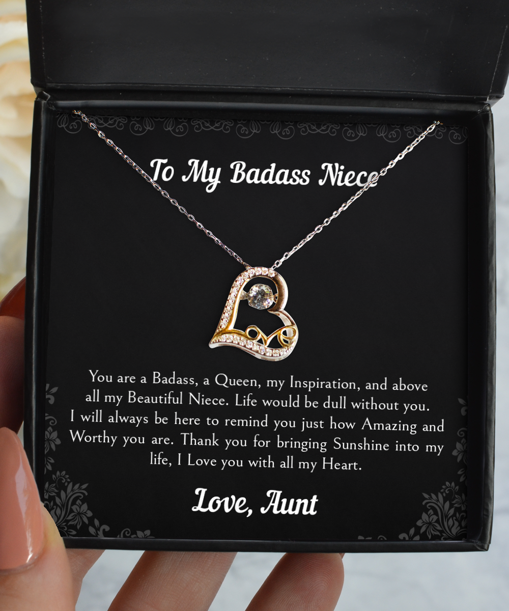 To My Badass Niece Gifts, Life Would Be Dull Without You, Love Dancing Necklace For Women, Birthday Jewelry Gifts From Aunt