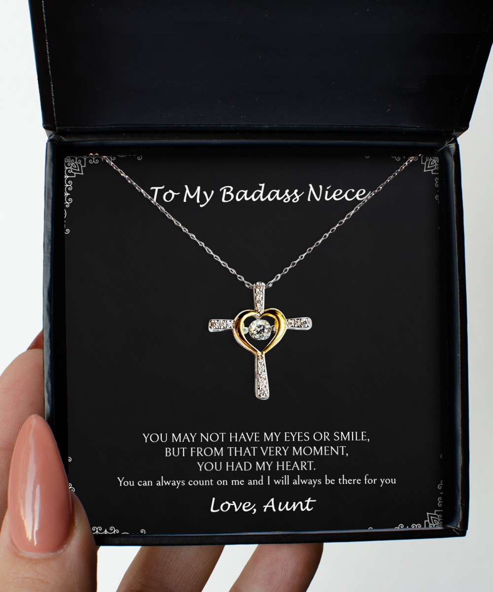 To My Badass Niece Gifts, You Can Always Count On Me, Cross Dancing Necklace For Women, Birthday Jewelry Gifts From Aunt