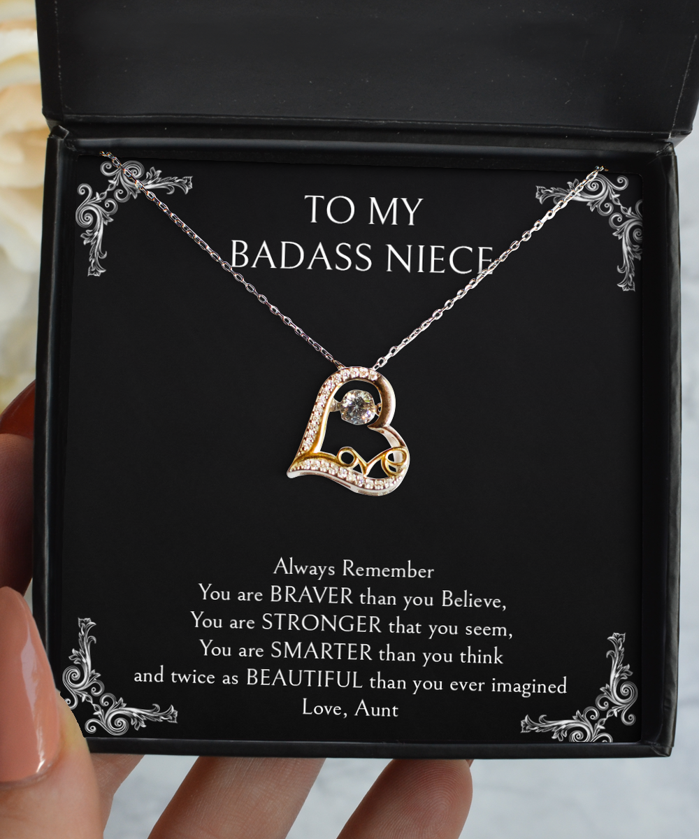 To My Badass Niece Gifts, Always Remember, Love Dancing Necklace For Women, Birthday Jewelry Gifts From Aunt