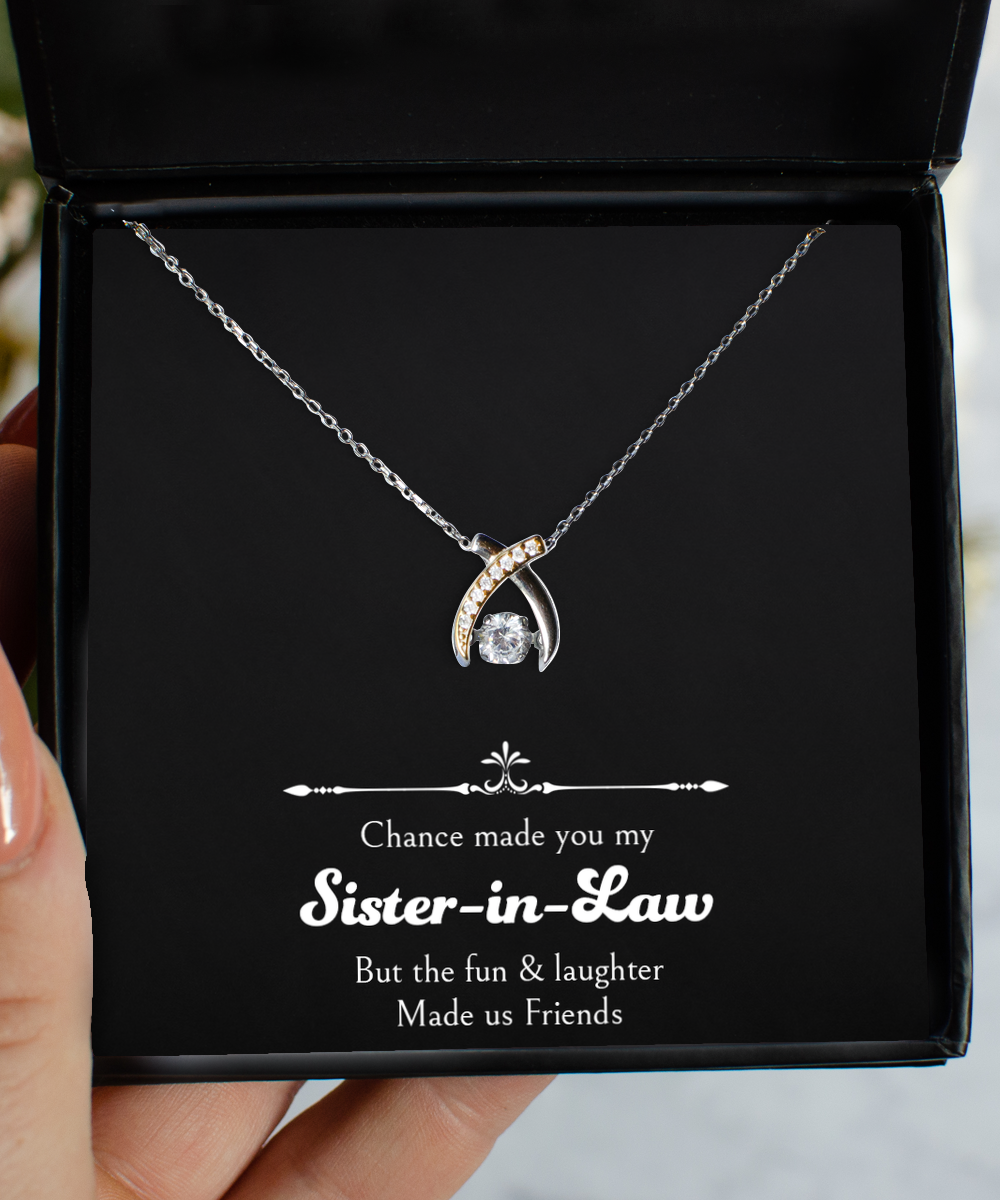 To My Sister-in-law Gifts, Chance Made You My Sister In Law, Wishbone Dancing Necklace For Women, Birthday Jewelry Gifts From Sister