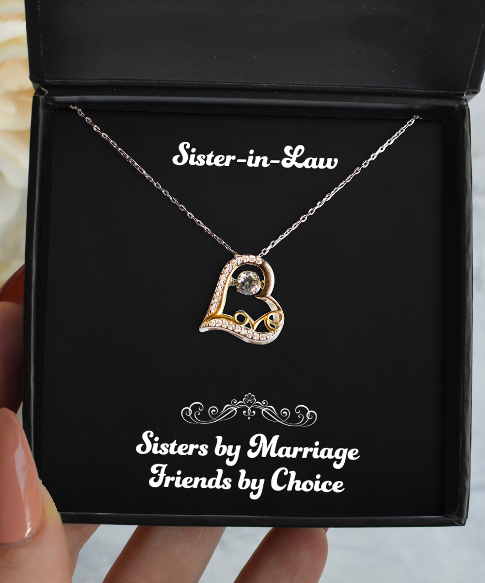 To My Sister-in-law Gifts, Sisters By Marriage, Love Dancing Necklace For Women, Birthday Jewelry Gifts From Sister