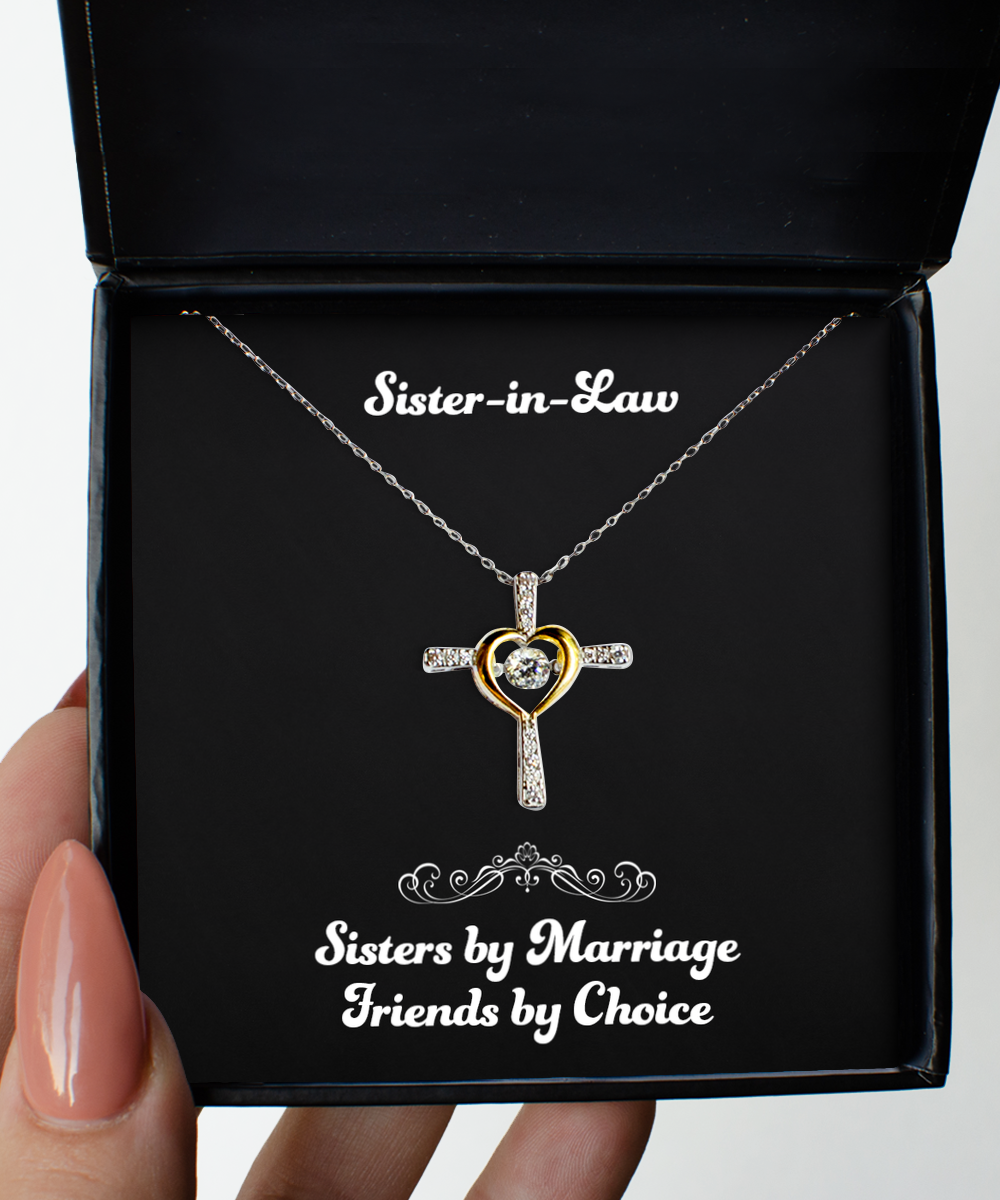 To My Sister-in-law Gifts, Sisters By Marriage, Cross Dancing Necklace For Women, Birthday Jewelry Gifts From Sister