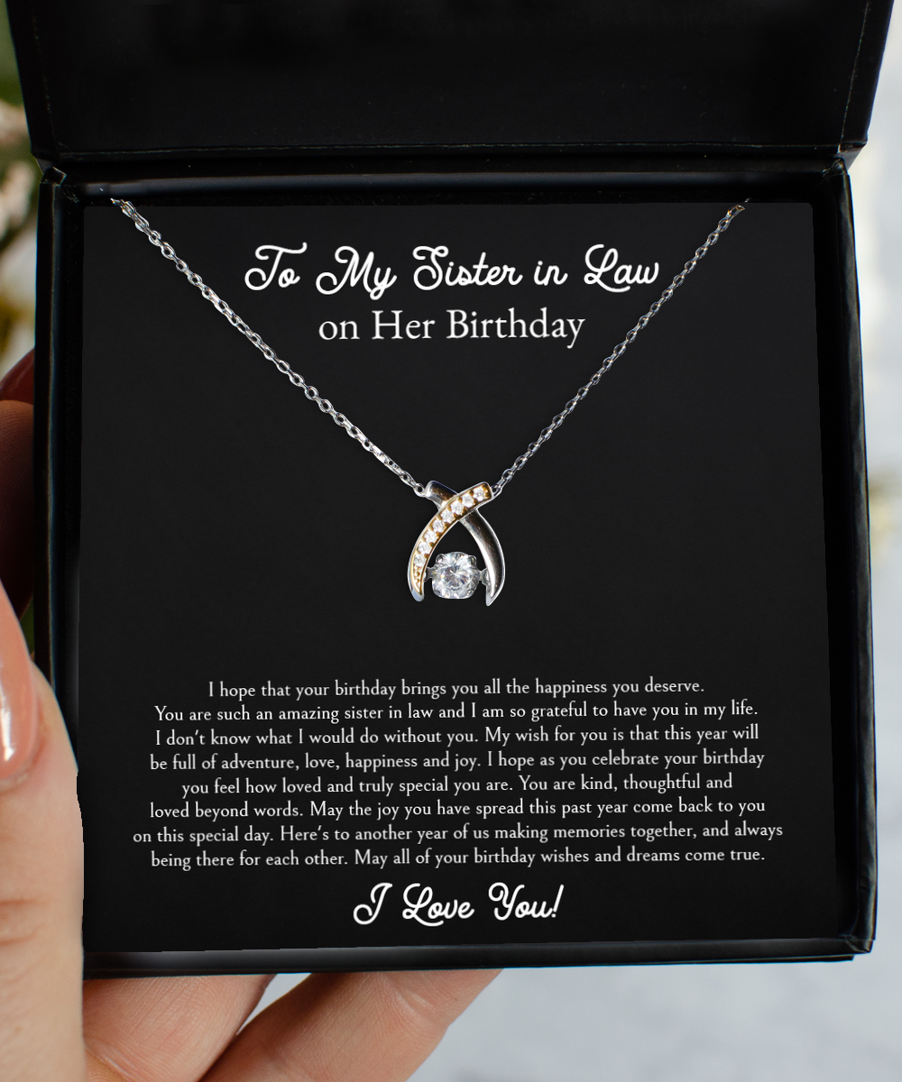 To My Sister-in-law Gifts, You Are Such An Amazing Sister In Law, Wishbone Dancing Necklace For Women, Birthday Jewelry Gifts From Sister