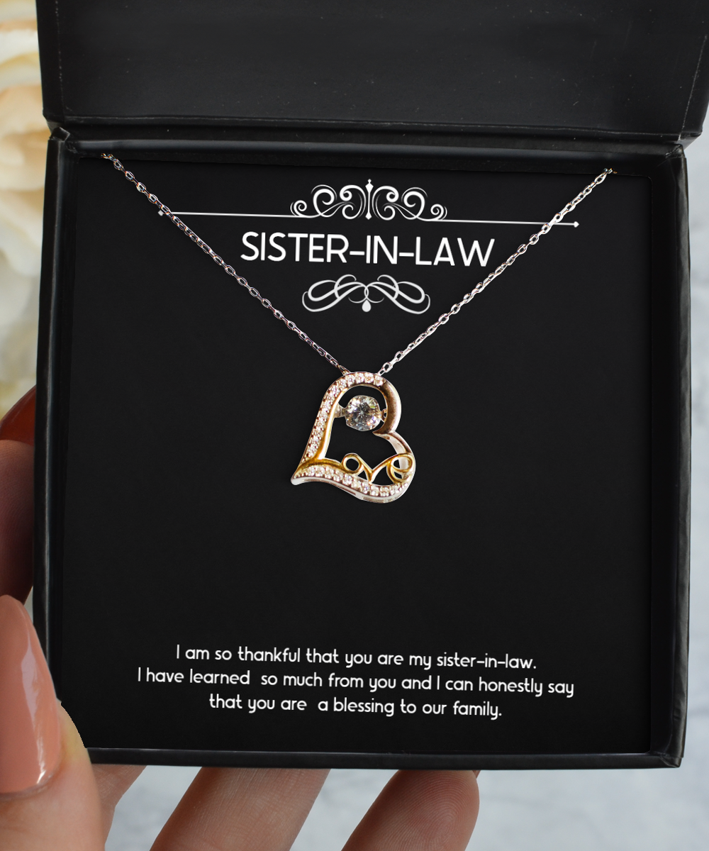 To My Sister-in-law Gifts,  You Are A Blessing To Our Family, Love Dancing Necklace For Women, Birthday Jewelry Gifts From Sister