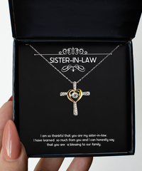 Load image into Gallery viewer, To My Sister-in-law Gifts,  You Are A Blessing To Our Family, Cross Dancing Necklace For Women, Birthday Jewelry Gifts From Sister
