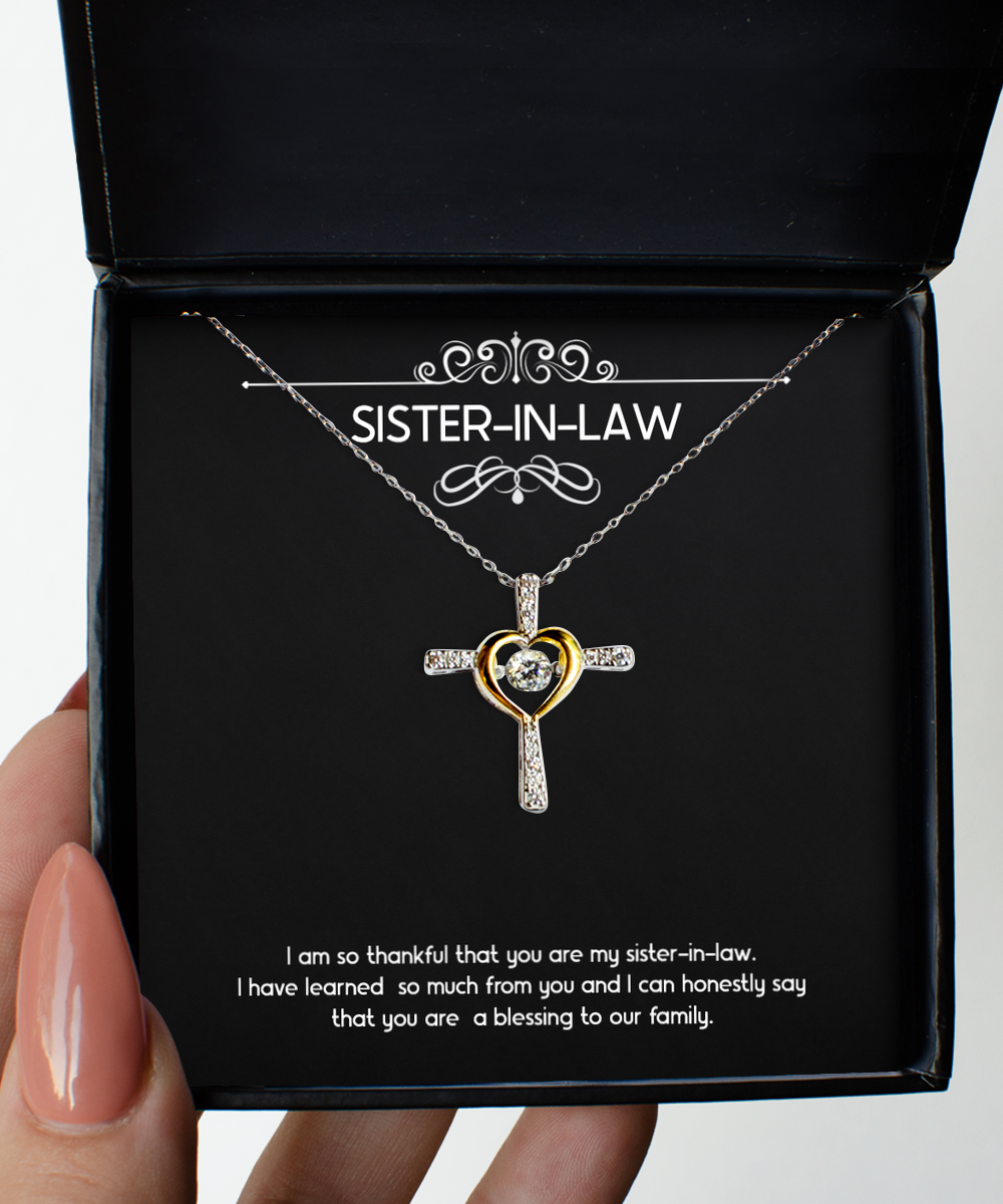 To My Sister-in-law Gifts,  You Are A Blessing To Our Family, Cross Dancing Necklace For Women, Birthday Jewelry Gifts From Sister