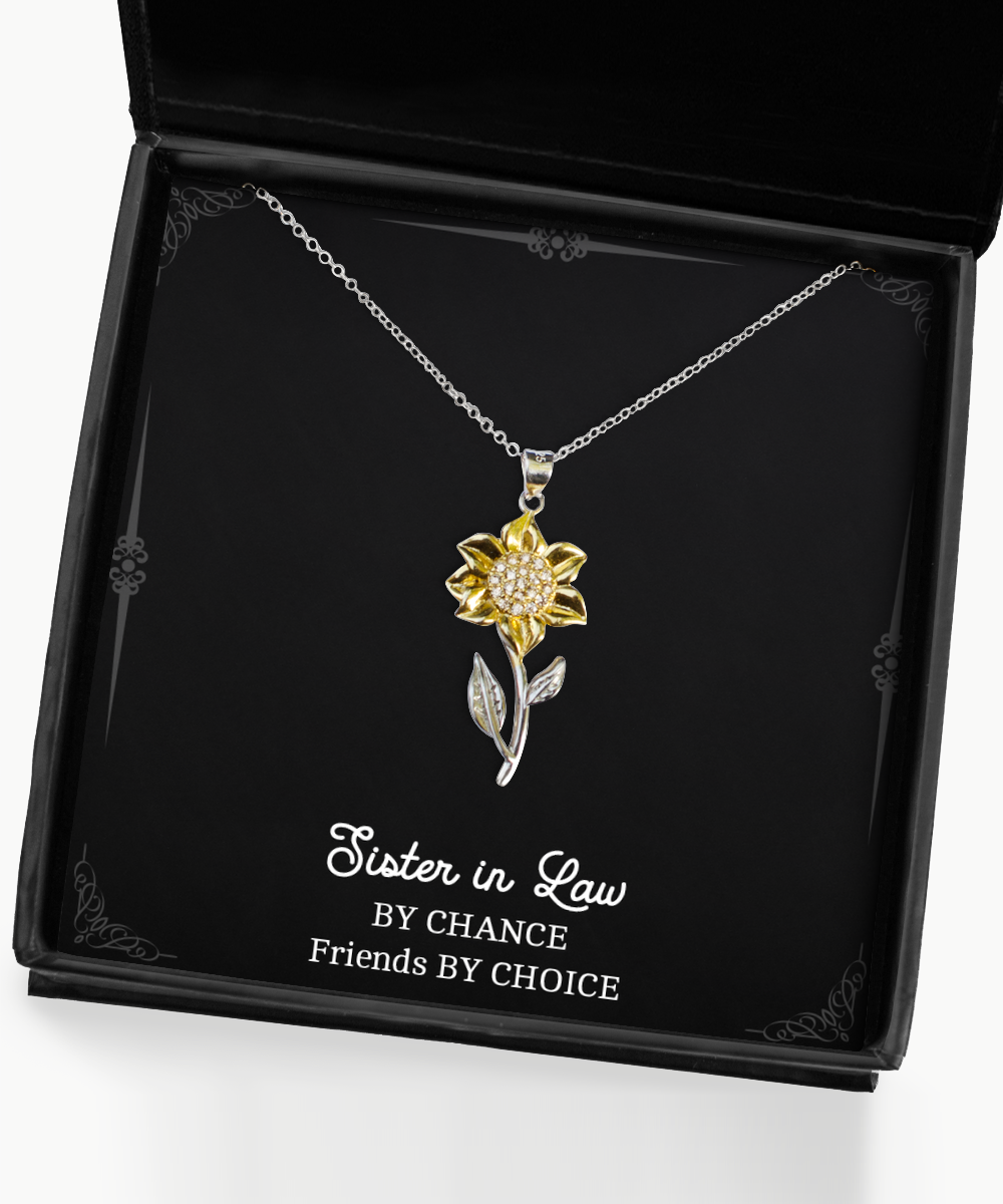 To My Sister-in-law Gifts, Sister In Law By Chance, Sunflower Pendant Necklace For Women, Birthday Jewelry Gifts From Sister