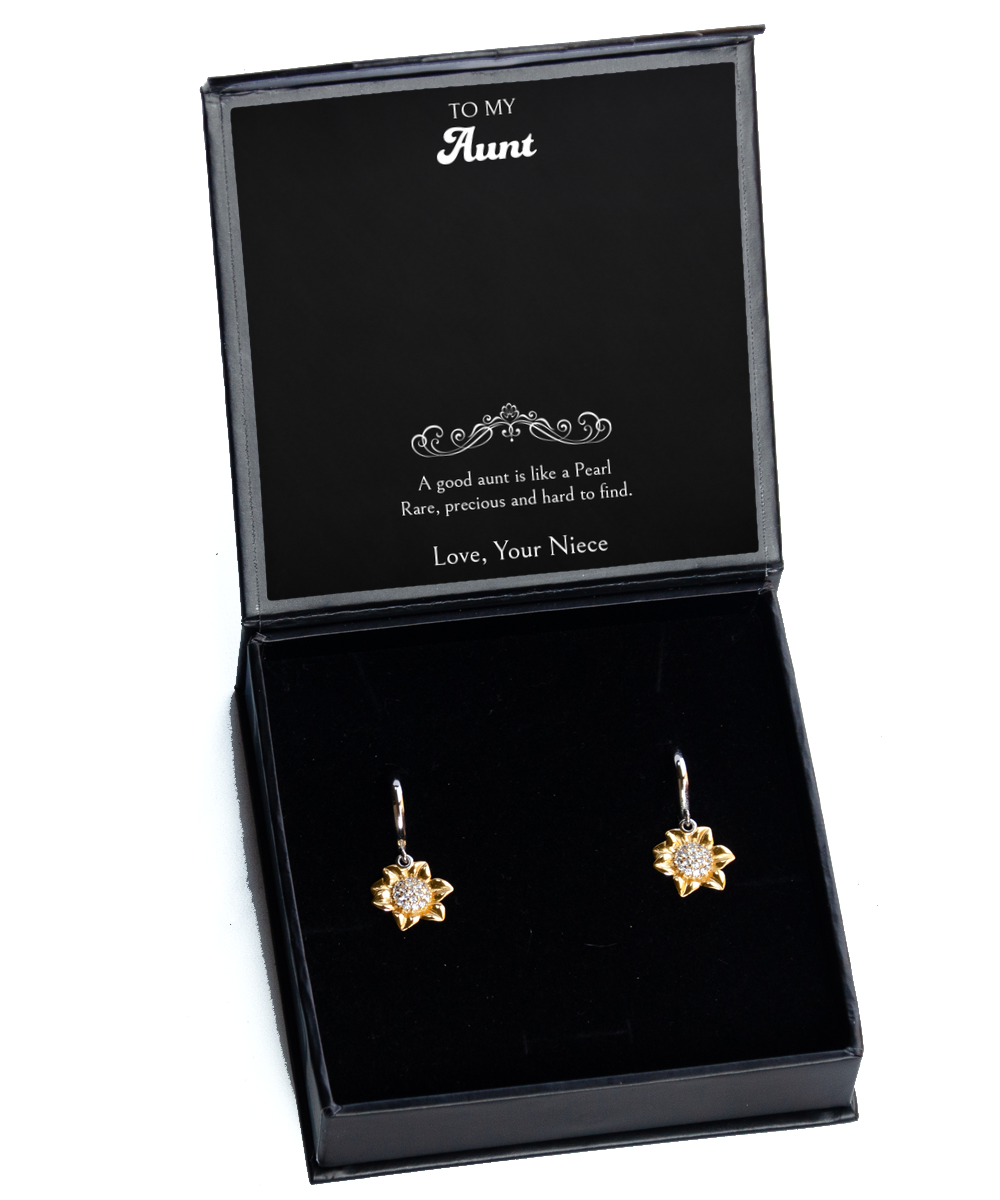 To My Aunt Gifts, A Good Aunt Is Like A Pearl, Sunflower Earrings For Women, Aunt Birthday Jewelry Gifts From Niece