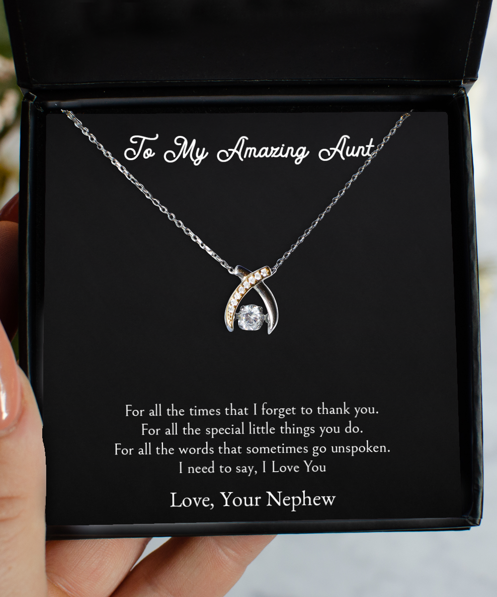 To My Aunt Gifts, I Need To Say I Love You, Wishbone Dancing Neckace For Women, Aunt Birthday Jewelry Gifts From Nephew