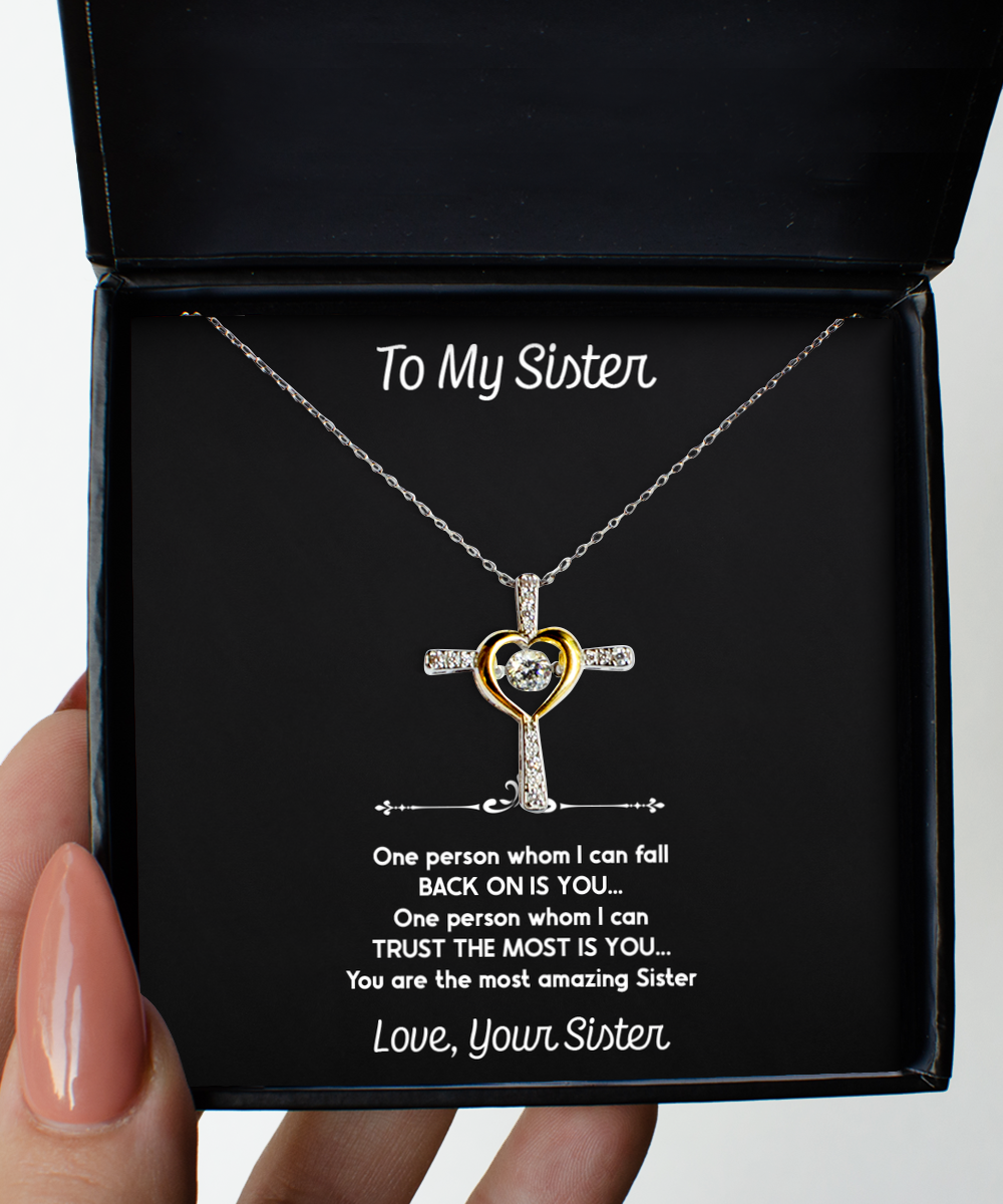 To My Sister Gifts, You Are The Most Amazing Sister, Cross Dancing Necklace For Women, Birthday Jewelry Gifts From Sister