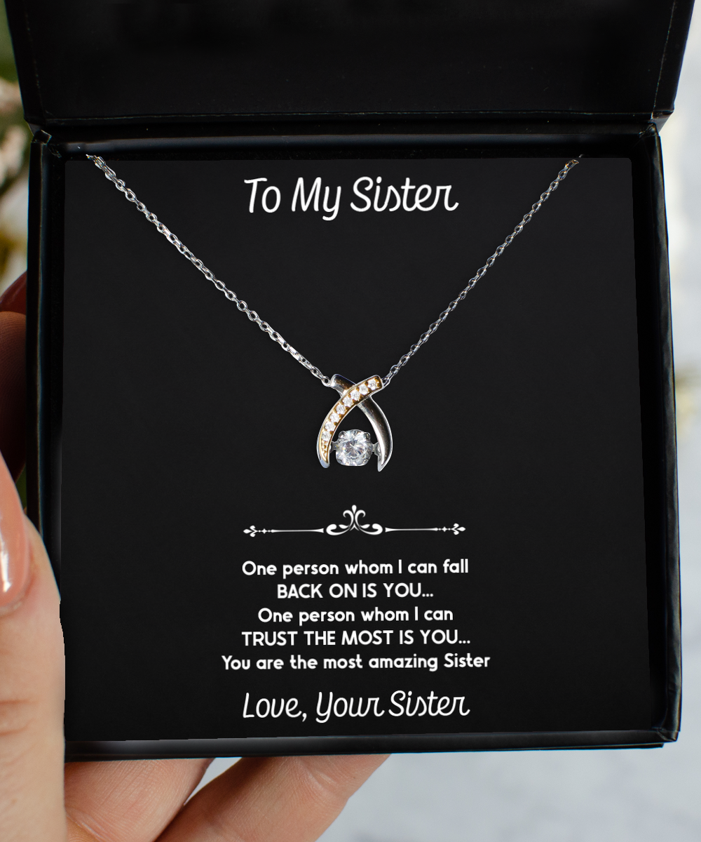 To My Sister Gifts, You Are The Most Amazing Sister, Wishbone Dancing Necklace For Women, Birthday Jewelry Gifts From Sister