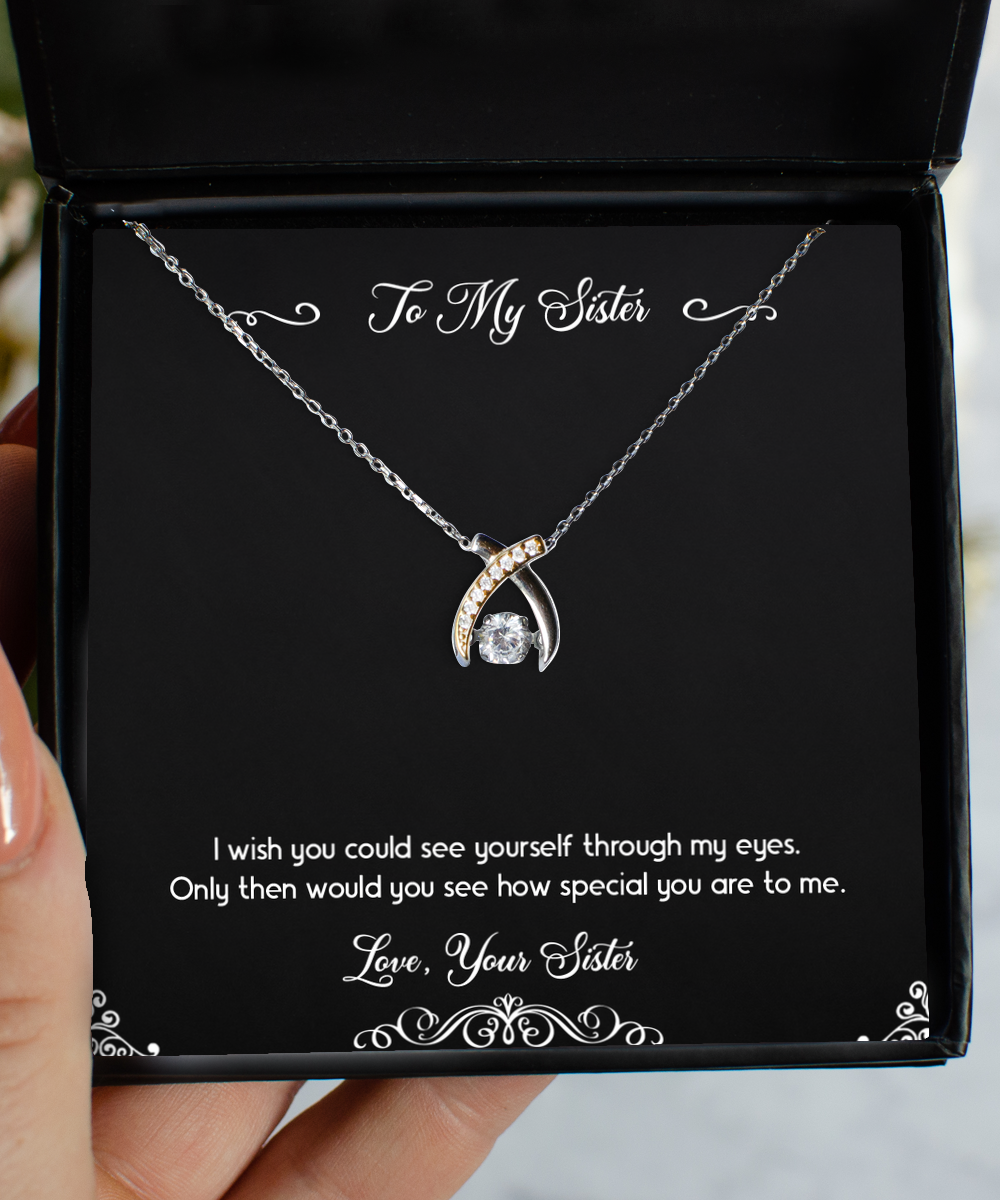 To My Sister Gifts, Your Special To Me, Wishbone Dancing Necklace For Women, Birthday Jewelry Gifts From Sister