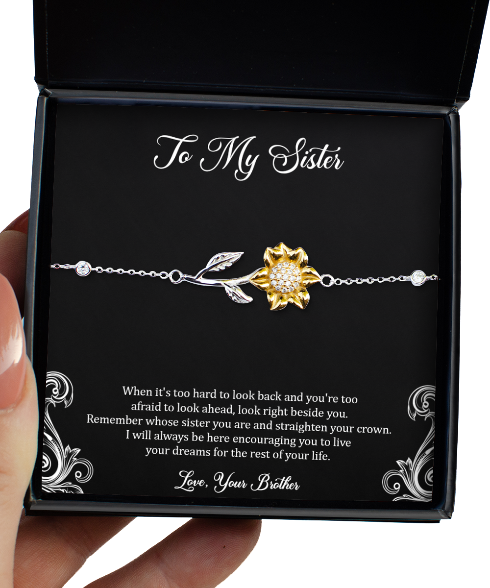 To My Sister Gifts, I Will Always Be Here, Sunflower Bracelet For Women, Birthday Jewelry Gifts From Brother