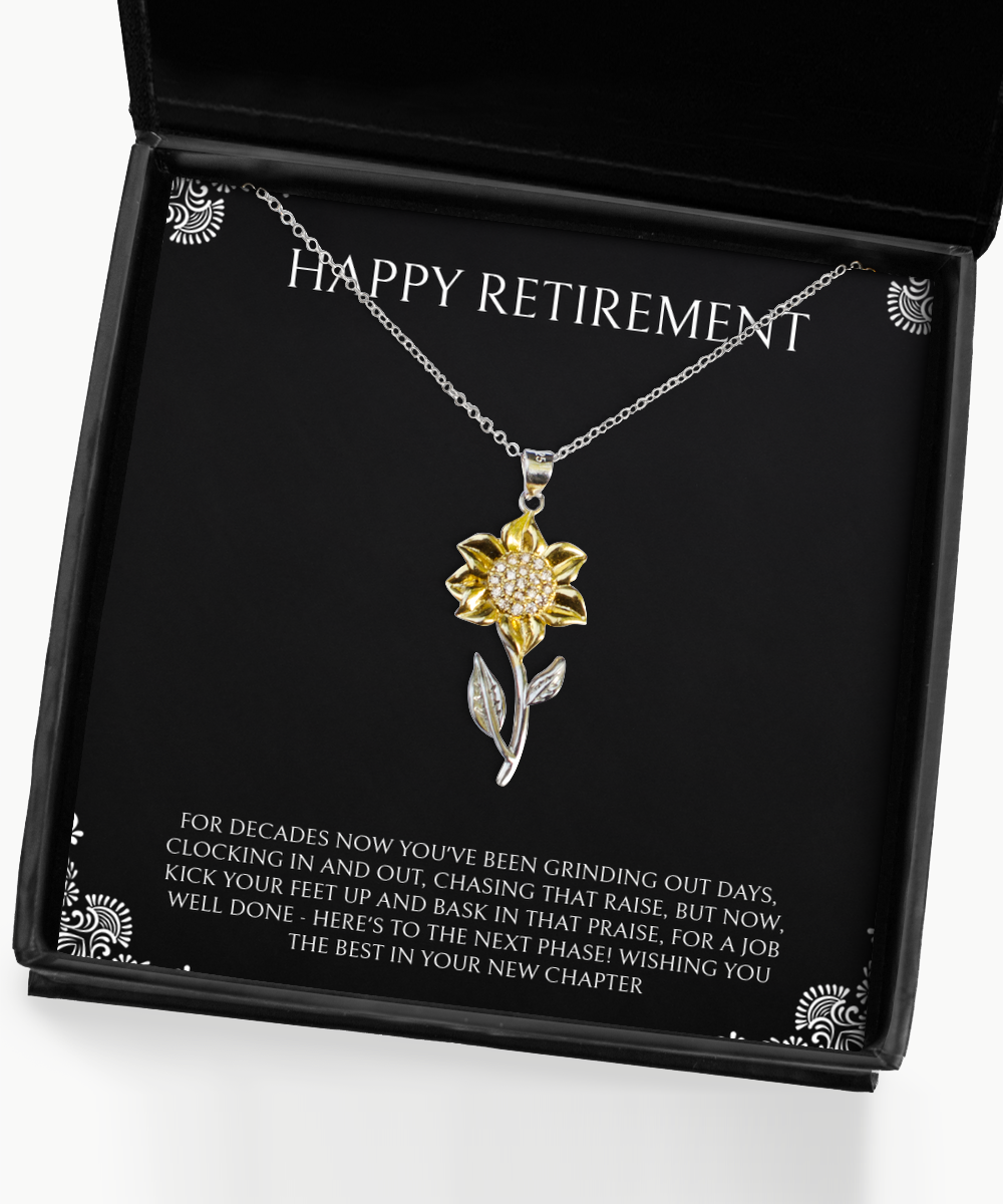 Retirement Gifts, Job Well Done, Happy Retirement Sunflower Pendant Necklace For Women, Retirement Party Favor From Friends Coworkers