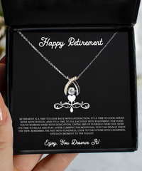 Load image into Gallery viewer, Retirement Gifts, Retirement Is A Time To Look Back With Satisfaction, Happy Retirement Wishbone Dancing Neckace For Women, Retirement Party Favor From Friends Coworkers
