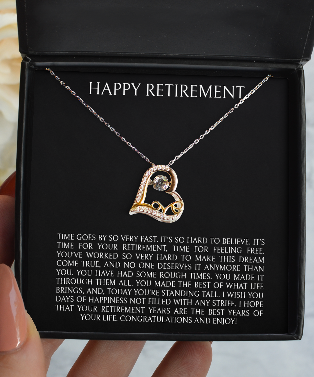 Retirement Gifts, Congratulations And Enjoy!, Happy Retirement Love Dancing Necklace For Women, Retirement Party Favor From Friends Coworkers