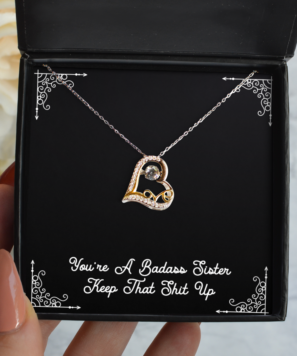 To My Badass Sister Gifts, You’re A Badass Sister, Love Dancing Necklace For Women, Birthday Jewelry Gifts From Sister