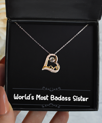 Load image into Gallery viewer, To My Badass Sister Gifts, World’s Most Badass Sister, Love Dancing Necklace For Women, Birthday Jewelry Gifts From Sister
