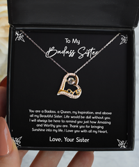 Load image into Gallery viewer, To My Badass Sister Gifts, You Are A Badass, Love Dancing Necklace For Women, Birthday Jewelry Gifts From Sister
