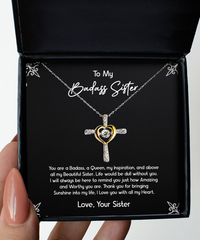 Load image into Gallery viewer, To My Badass Sister Gifts, You Are A Badass, Cross Dancing Necklace For Women, Birthday Jewelry Gifts From Sister
