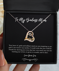 Load image into Gallery viewer, To My Badass Mom Gifts, Your Heart Of Gold And Brilliant Mind, Love Dancing Necklace For Women, Birthday Mothers Day Present From Son
